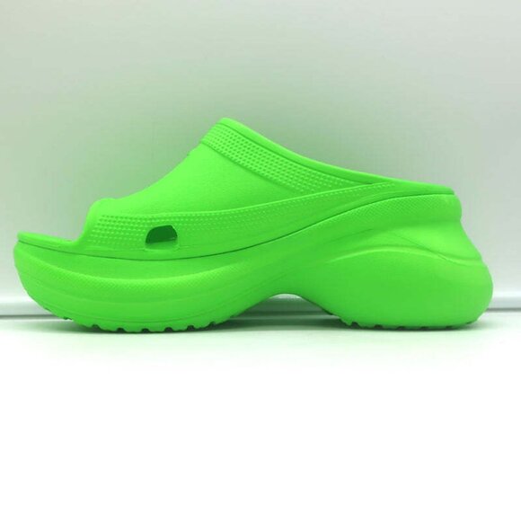 Balenciaga x Crocs Pool Slide Sandals Neon Green Rubber Size 36 NEW - Picture 6 of 11